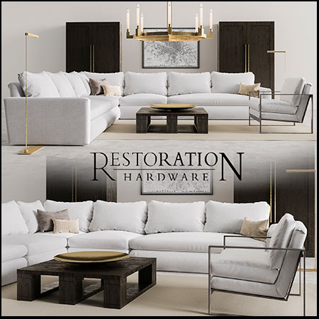 家用转角沙发及橱柜和茶几素材之家精选3D模型