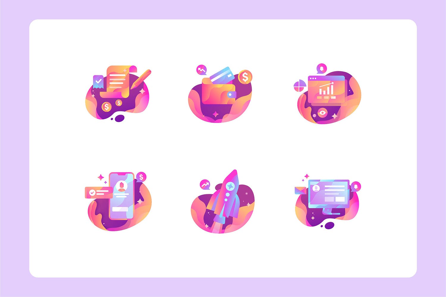 商业/金融/市场营销主题彩色矢量素材库精选图标 Business, Finance, marketing Icon Illustration插图(1)