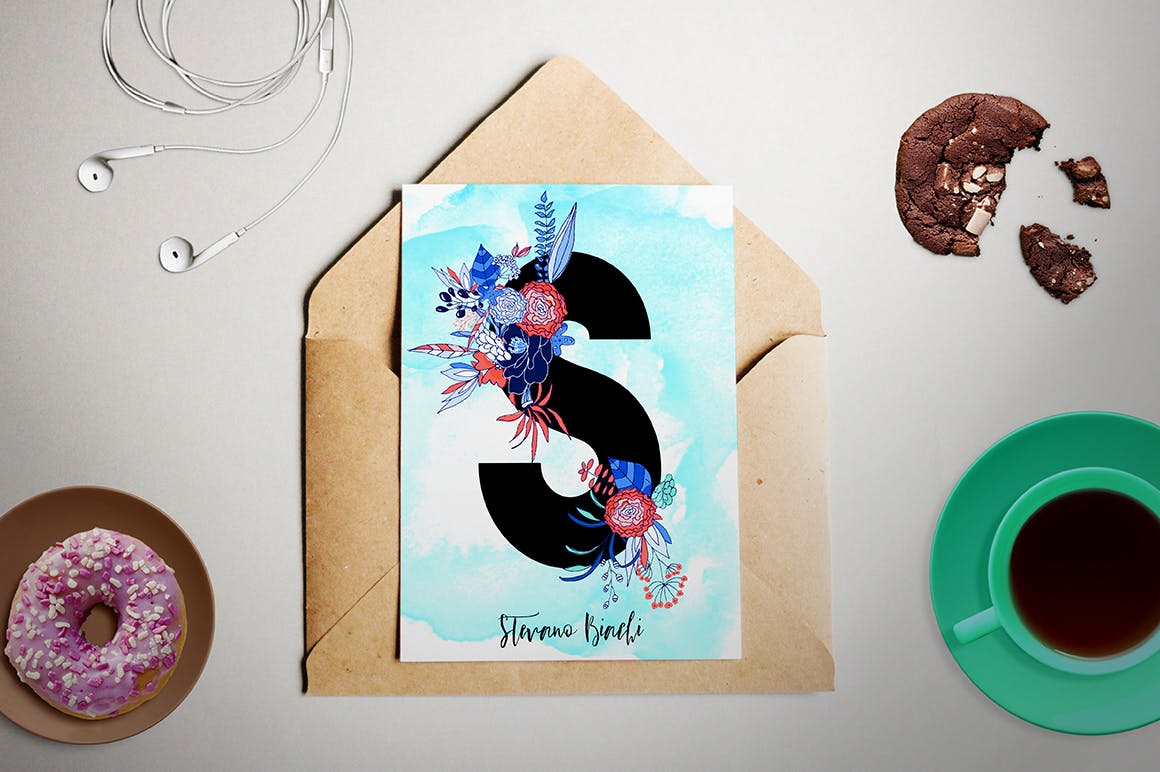 创意水彩手绘花卉装饰字体素材 Stories 2插图(5)