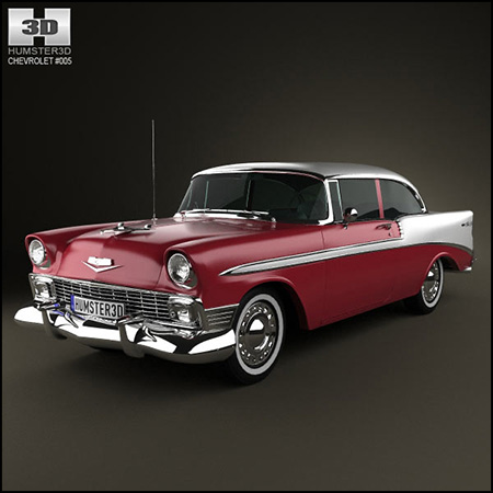 雪佛兰Chevrolet BelAir 2-door hardtop 1956 轿车素材之家精选3D模型