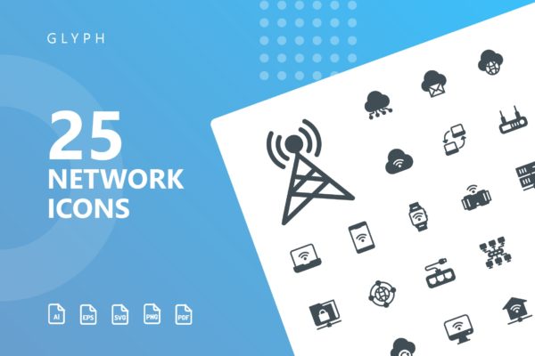 网络科技主题矢量字体素材库精选图标 Network Glyph Icons