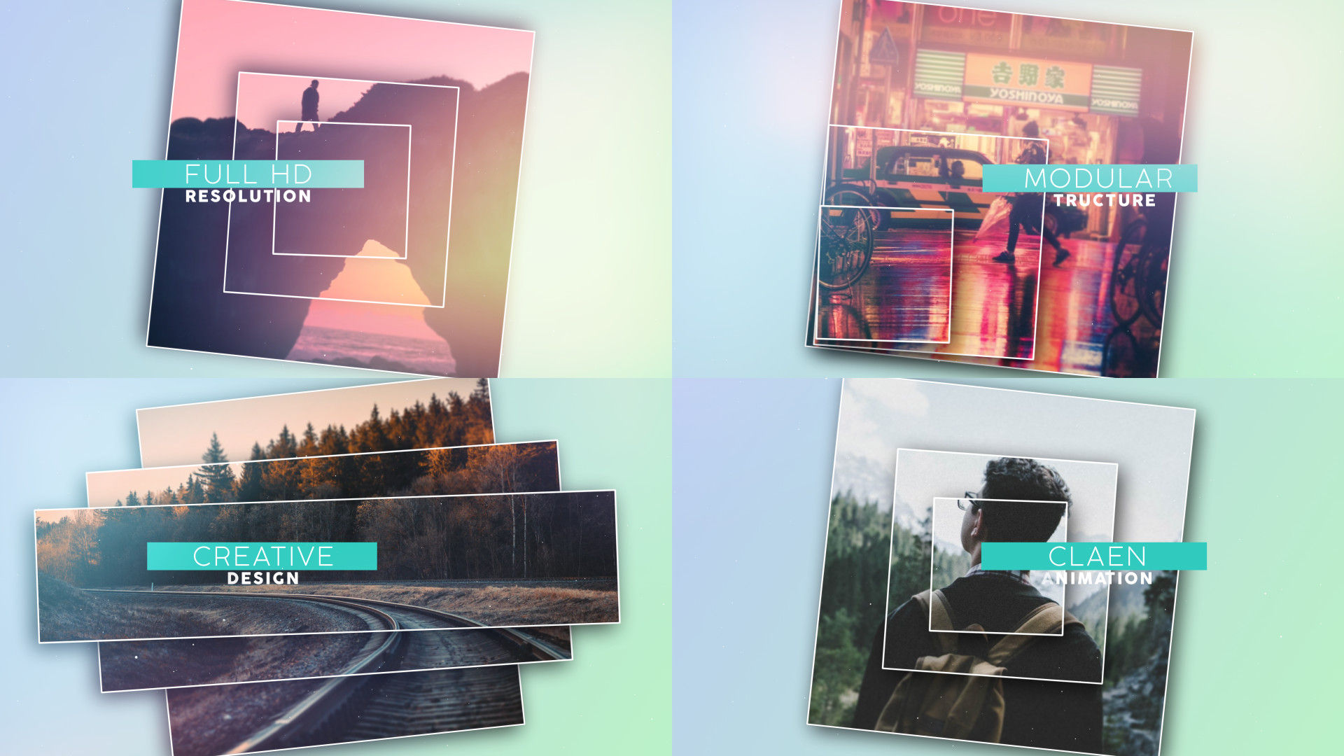 时尚色彩丰富创意的照片幻灯片素材库精选AE模板