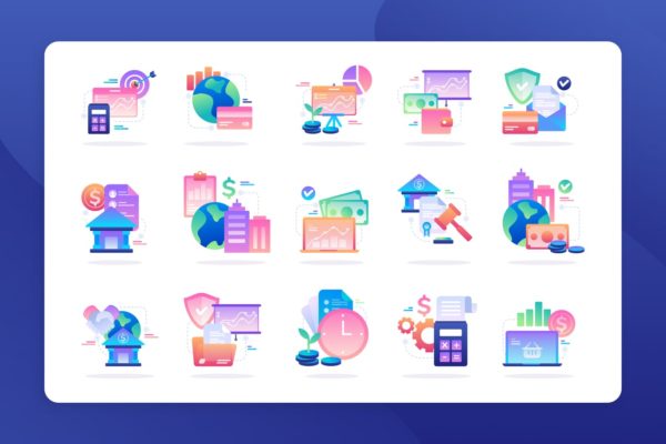 金融财务主题矢量图标素材 Finance – Icon Illustration