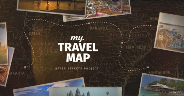旅行足迹地图记录视频素材库精选AE模板 My Travel Map