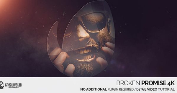 玻璃破碎字幕标题动态特效素材库精选AE模板 Broken Promise 4K