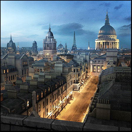 欧洲维多利亚建筑广场3D场景模型