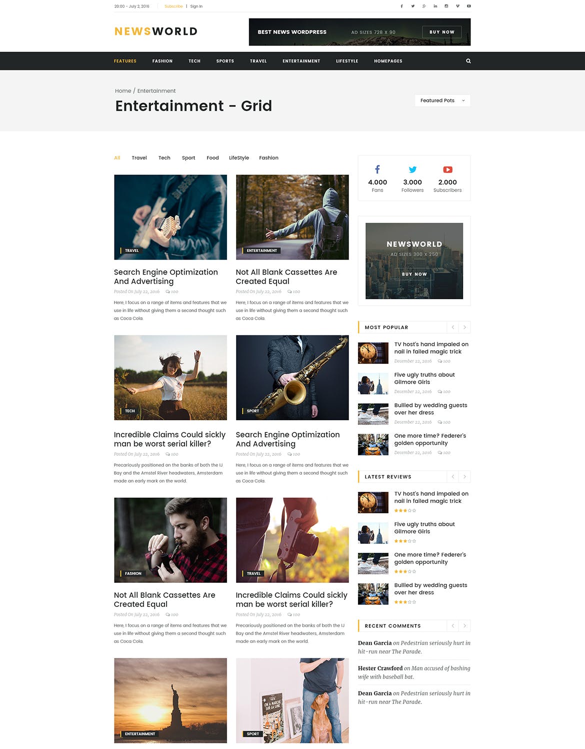 新闻资讯杂志类网站设计HTML模板素材库精选 Newsworld | Mutil-Concept Magazine HTML5 Template插图(7)