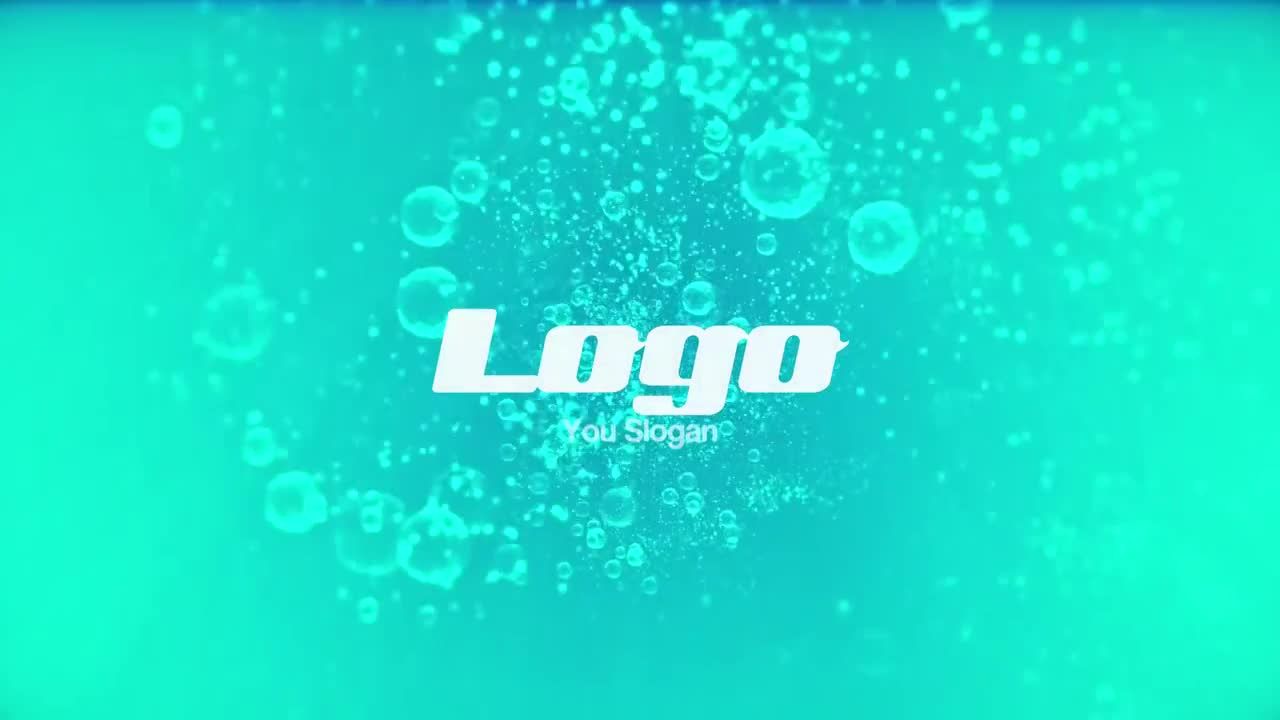 动态动画蓝色水粒和气泡徽标显示素材库推荐PR模板