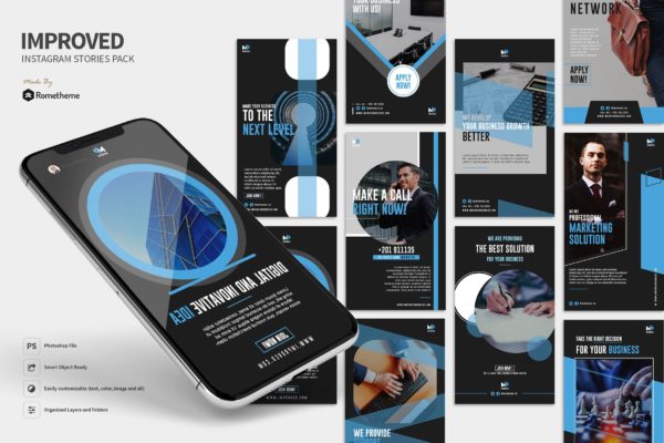 企业营销推广Instagram社交品牌设计模板素材库精选 Improved – Marketing Business Instagram Stories RY