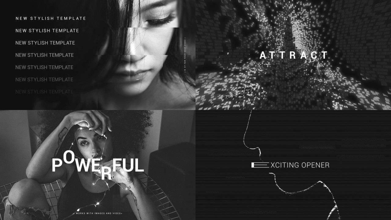 新潮时尚的酷黑快速开场过渡Ae视频模板