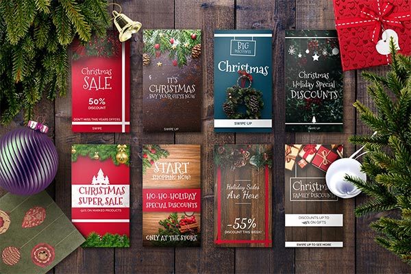 高端时尚简约的新年圣诞节Instagram社交媒体banner海报设计模板