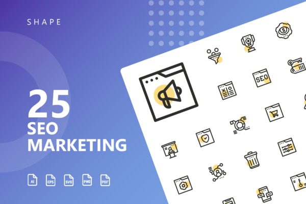 25枚SEO搜索引擎优化营销矢量圆点装饰素材库精选图标v2 SEO Marketing Shape Icons