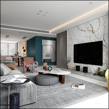 客厅场景素材之家精选3D模型By HuyHieuLee