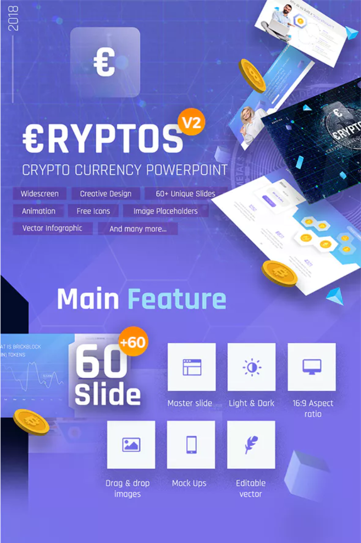 现代专业的加密货币PowerPoint演示模板插图