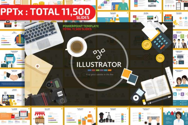 信息图表矢量插画风格素材库精选PPT模板合集 Illustrator Powerpoint Presentation