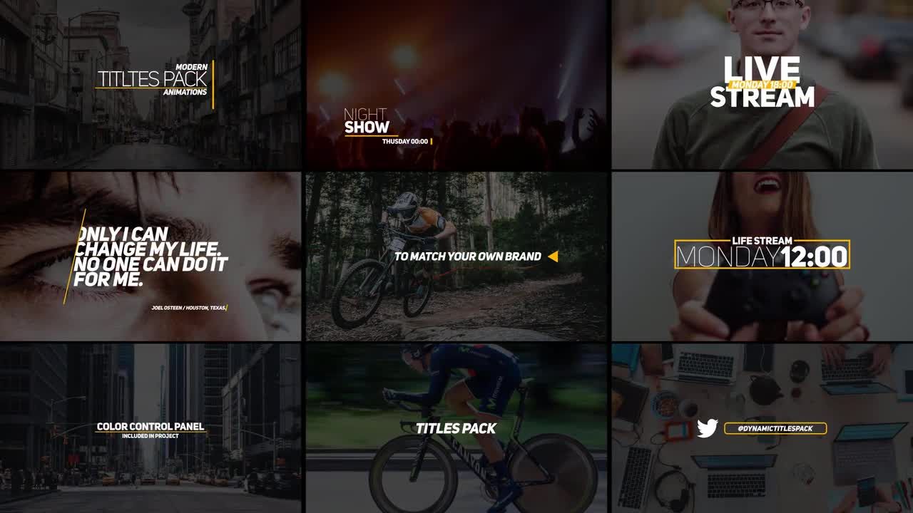 9款优雅的下三分之一文本排版标题动画素材库精选AE模板