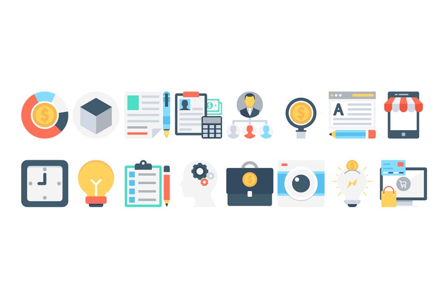 168枚市场营销主题扁平设计图标素材 168 Flat Digital Marketing Icons插图(3)