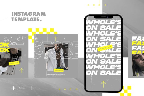 Instagram社交平台个性化撕纸效果贴图设计模板素材库精选 Instagram Template