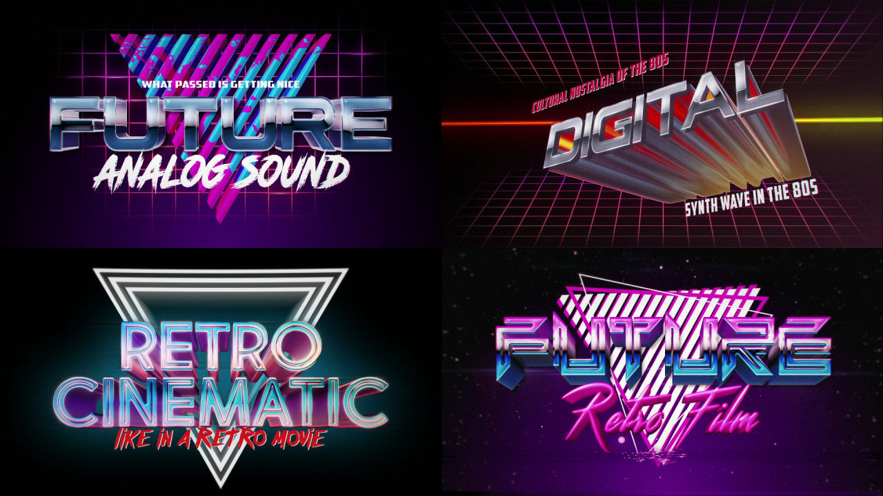 复古霓虹灯波纹线条logo展示素材库精选AE模板