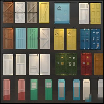 工业风谷仓门移动门集装箱推拉门素材之家精选3D模型