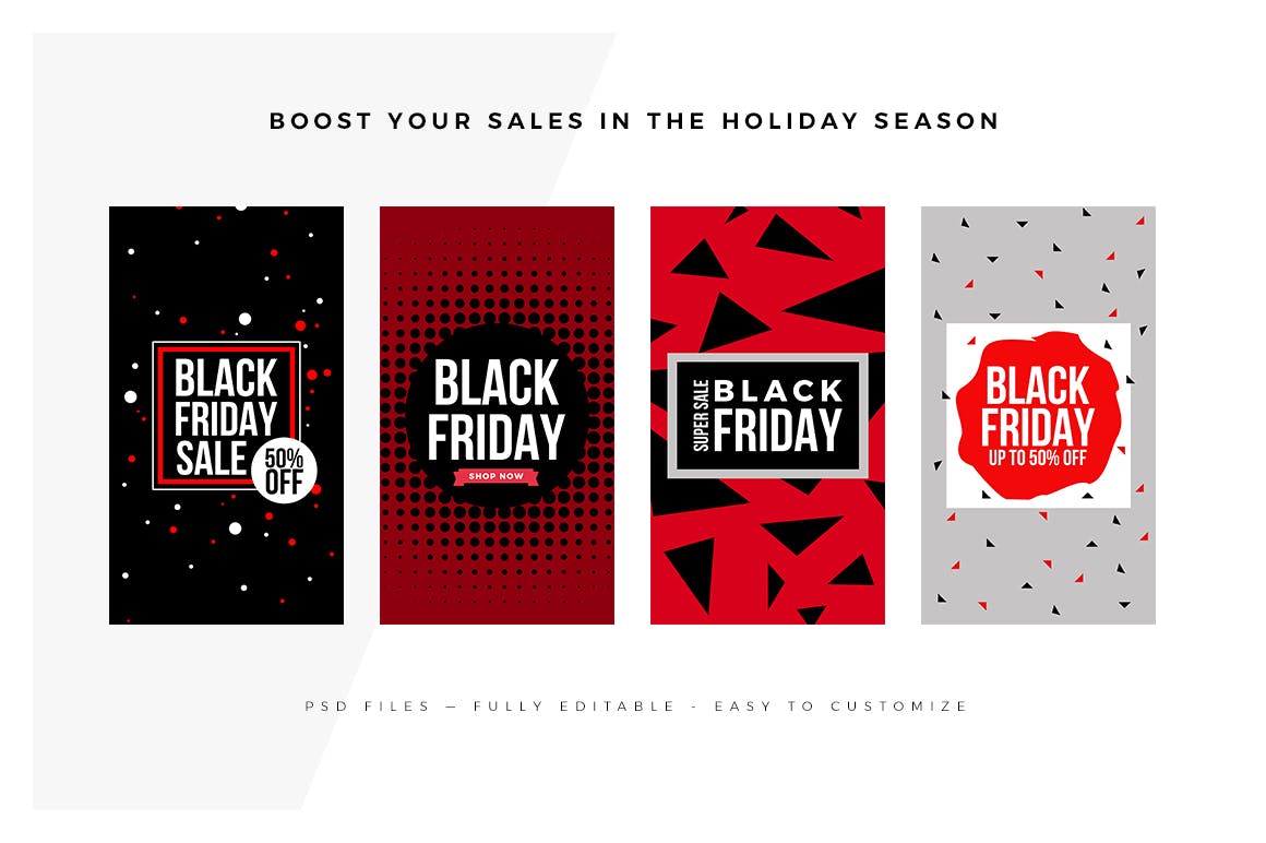 20款Instagram社交黒五购物节广告设计模板素材库精选v2 20 Black Friday Instagram Stories Vol 2插图(4)