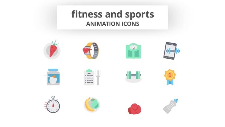 扁平线图标动态动画素材库精选AE模板