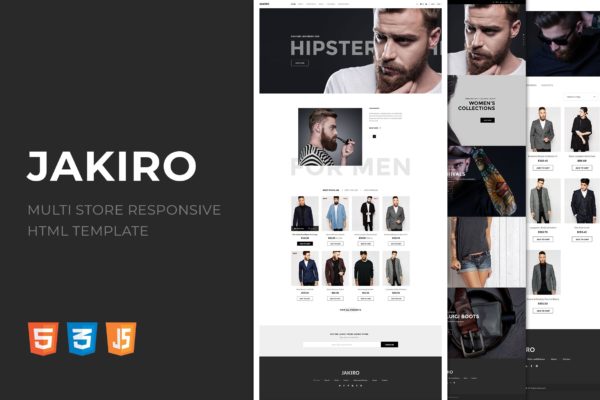 时尚男装网上商城HTML响应式模板素材库精选下载 Jakiro | Multi Store Responsive HTML Template