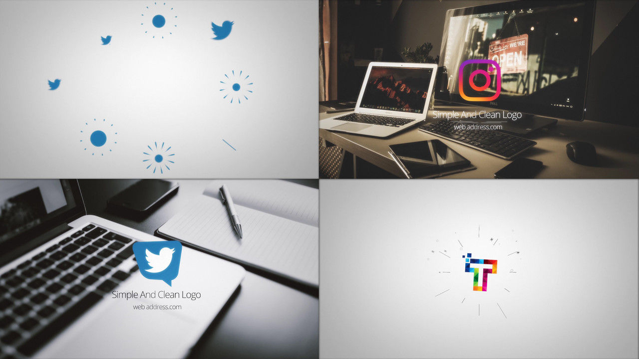 清洁时尚弹出效果徽标显示素材库精选pr模板素材