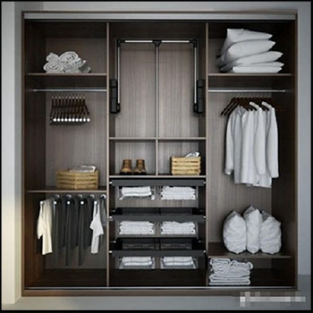 现代衣柜衣服衣架单肩包组合素材之家精选3D模型