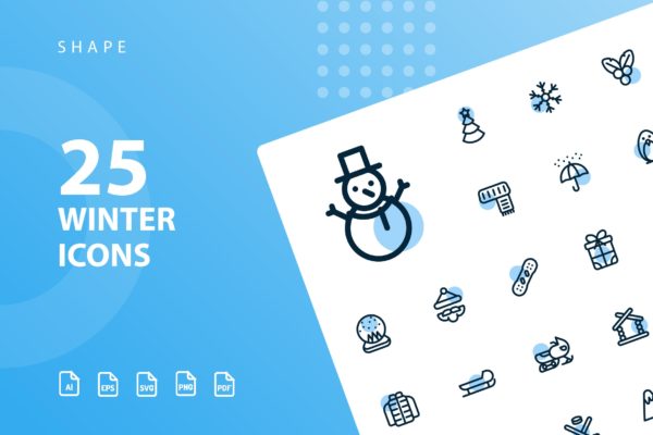 25枚冬天主题矢量阴影素材库精选图标v1 Winter Shape Icons