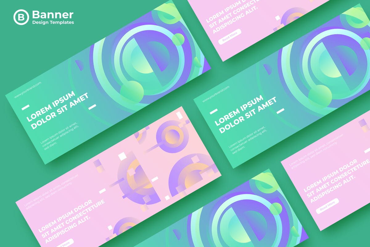 优雅清新渐变色彩网站广告Banner设计模板 SRTP Banners Template.03插图