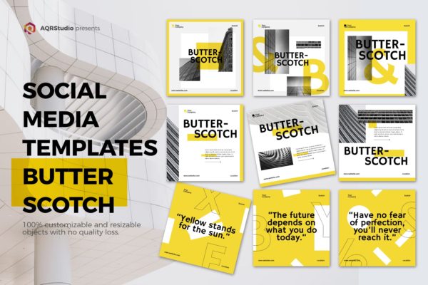 高端企业品牌宣传推广社交媒体Banner设计模板素材库精选 BUTTERSCOTCH Media Banners