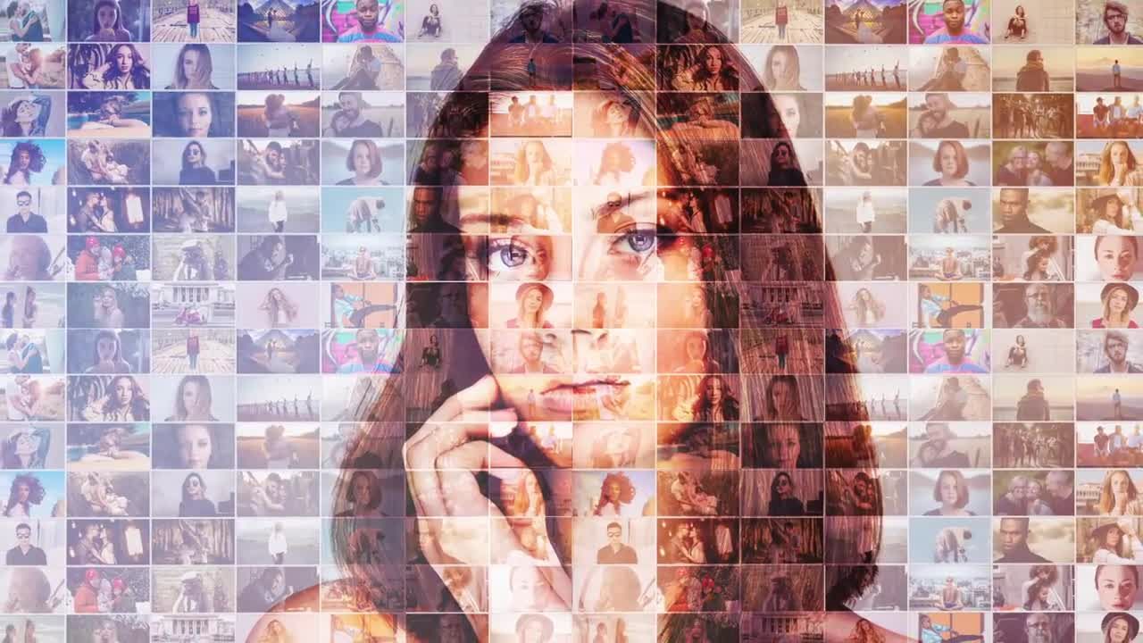 三维方块马赛克照片展示素材库精选AE模板