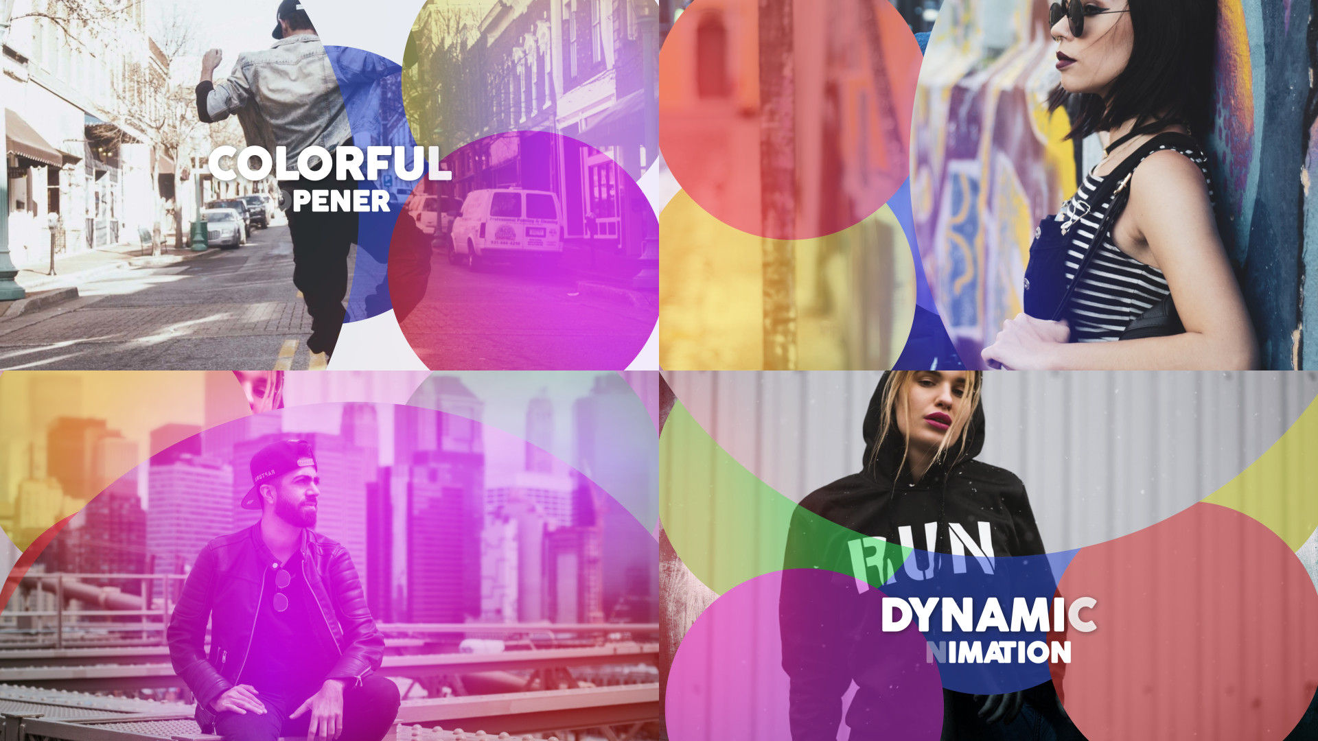 带有彩色圆圈的媒体作品展示开场素材库精选AE模板