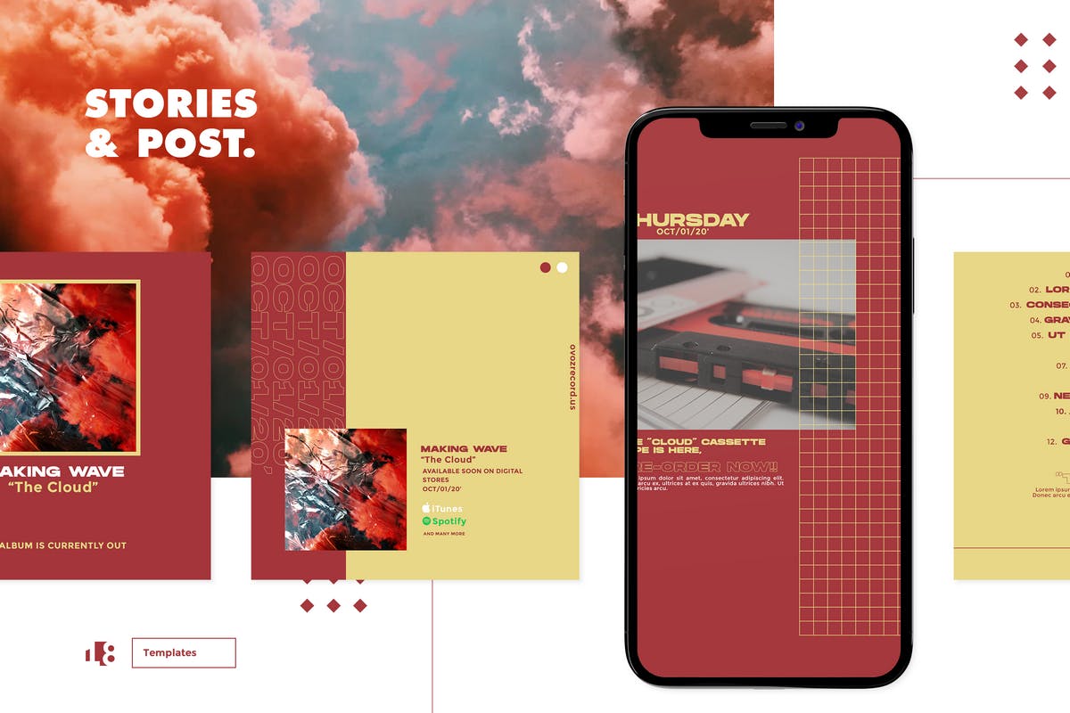 Instagram社交平台塑料纹理背景贴图设计模板素材库精选v1 Instagram Template Vol.1插图(3)