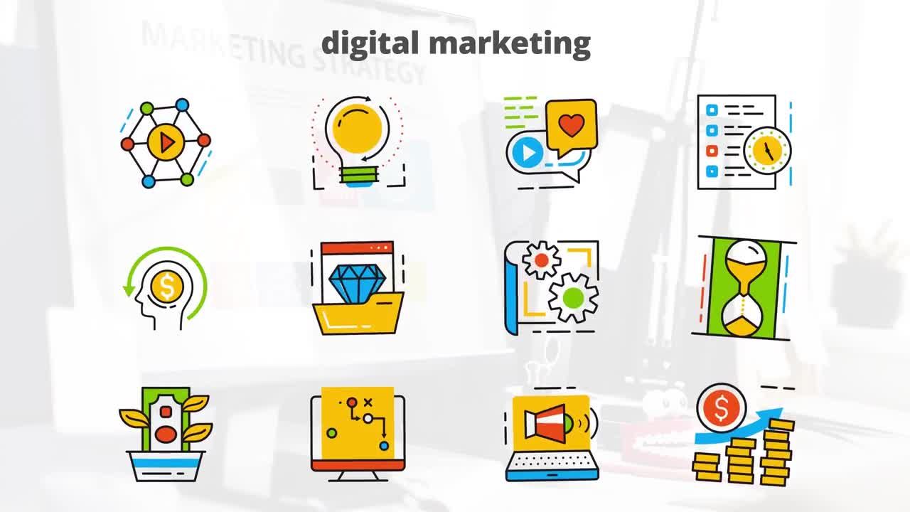 数字营销图标合集素材库精选AE模板