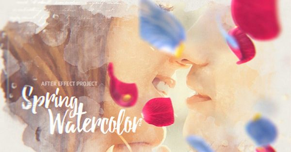 淡水彩水墨风格浪漫怀旧特效AE视频模板 Spring Watercolor