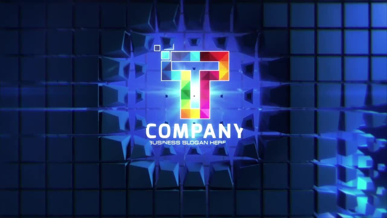 抽象立方体墙徽标揭示素材库精选AE模板