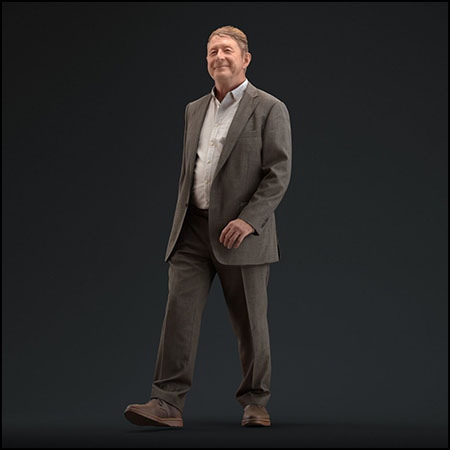 面带微笑走路的老年人老爷爷素材之家精选3D模型