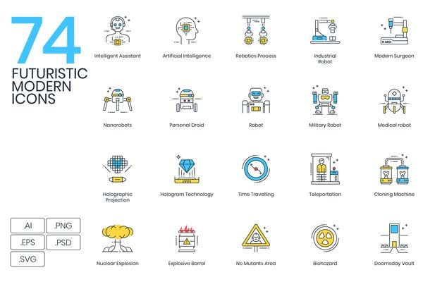 未来科技主义图标套装下载[Ai]