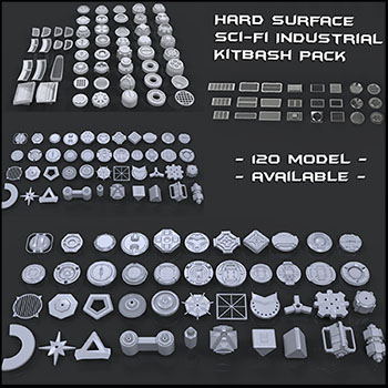 低多边形工业科幻硬面零件素材之家精选3D模型