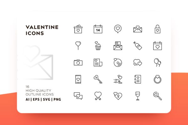 情人节主题实物轮廓素材库精选图标 AWR VALENTINE ICON OUTLINE