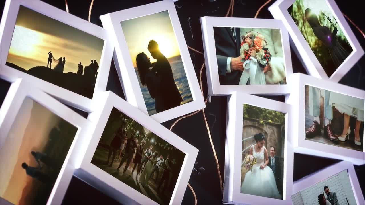 白色相框婚礼照片墙动画素材库精选AE模板