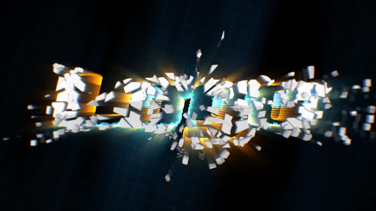 白色碎片汇聚成金色logo动画素材库精选AE模板