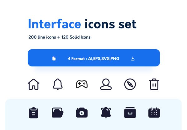 素材库下午茶：340枚UI界面设计必备素材库精选图标集[线条+实心]