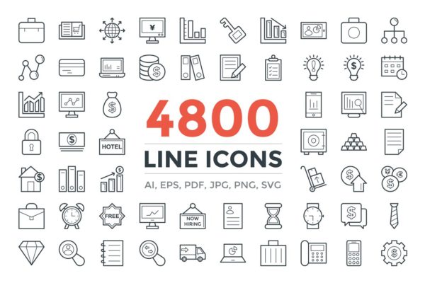 4800枚量贩式线条图标合集 4800 Line Icons Pack
