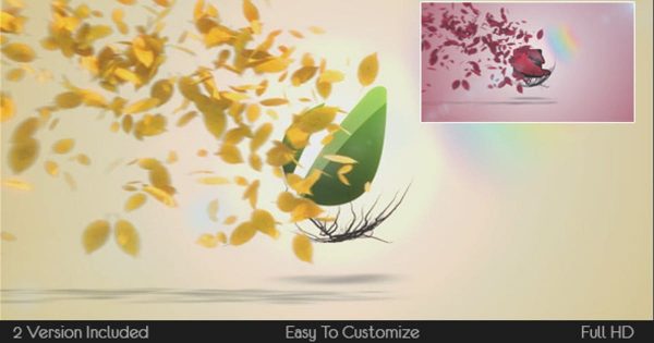 根茎生长叶子飘散效果logo演示素材库精选AE模板 Flying Leaves Logo Reveal