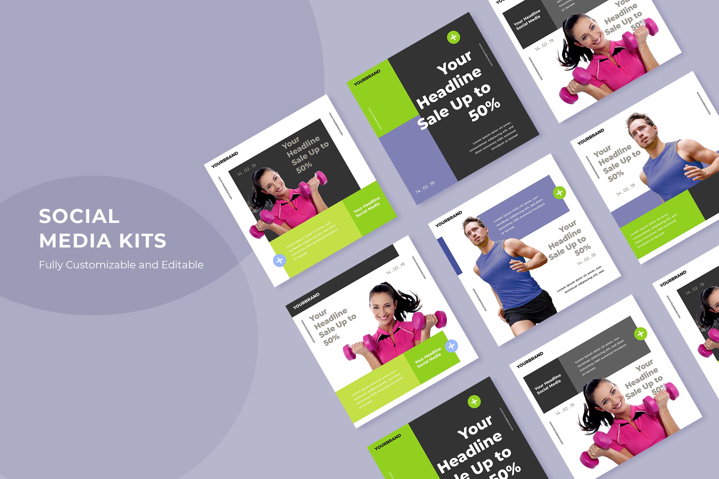 体育运动器械品牌社交推广设计素材包v66 SRTP – Social Media Kit.66插图