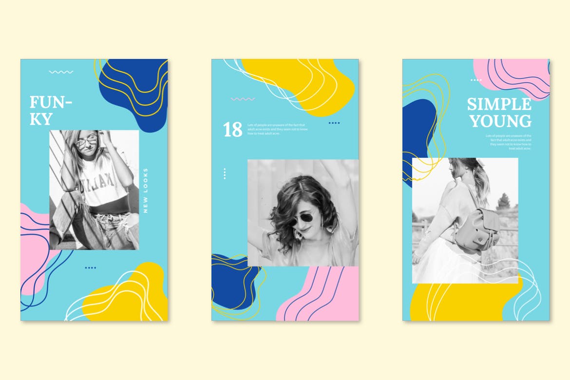 孟菲斯风格Instagram社交品牌故事宣传设计素材 Instagram Story Templates – Memphis Style插图(4)