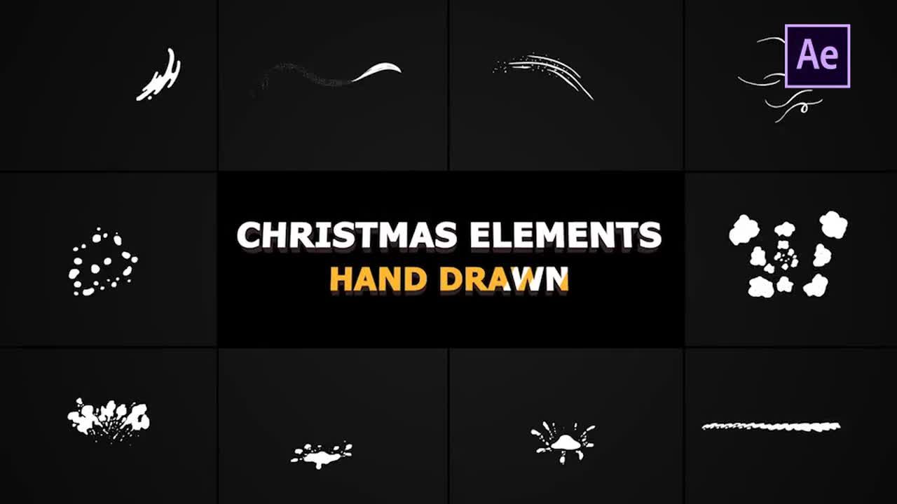 4K高清分辨率手绘冬季元素(雪/风)素材库精选AE模板